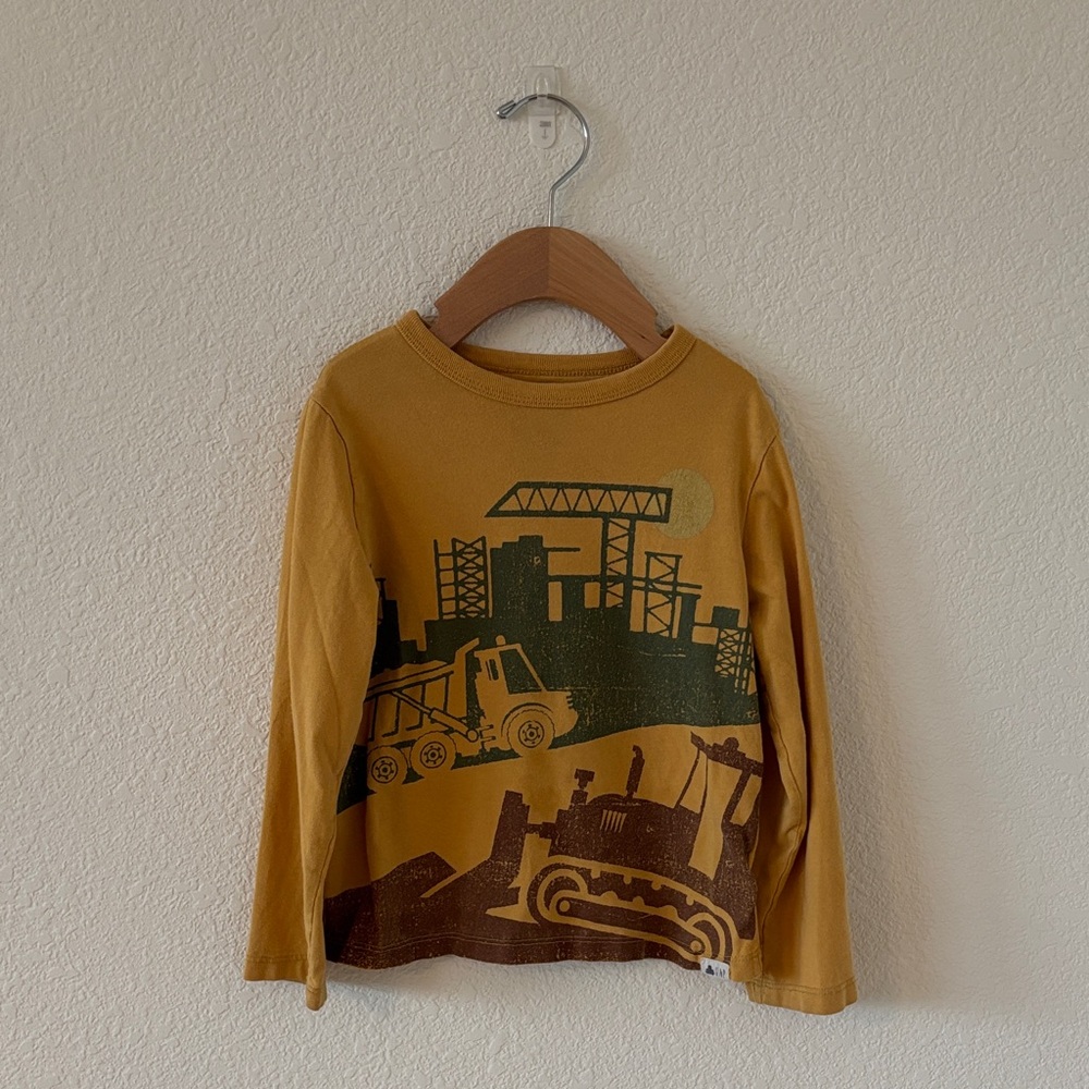 GAP Kids Construction Scene Long Sleeve Shirt - Mustard Size 5T